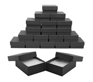 novel box® made in usa jewelry gift box in black kraft with removable cotton pad 3x2.3x1 (pack of 20) + custom nb pouch