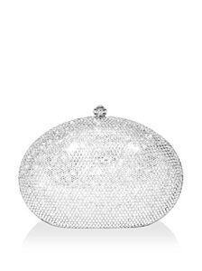 dolli rose crystal minaudiere clutch (silver)