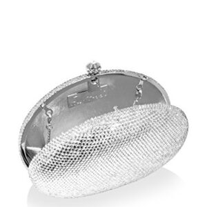 Dolli Rose Crystal Minaudiere Clutch (Silver)