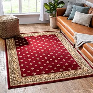 noble palace red french european formal traditional area rug 5×7 ( 5’3″ x 7’3″ ) easy to clean stain fade resistant shed free modern contemporary floral transitional soft living dining room rug