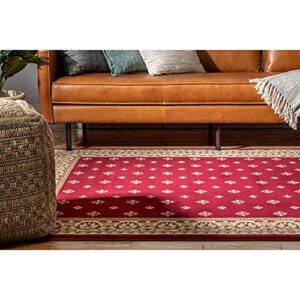 Noble Palace Red French European Formal Traditional Area Rug 5x7 ( 5'3" x 7'3" ) Easy to Clean Stain Fade Resistant Shed Free Modern Contemporary Floral Transitional Soft Living Dining Room Rug