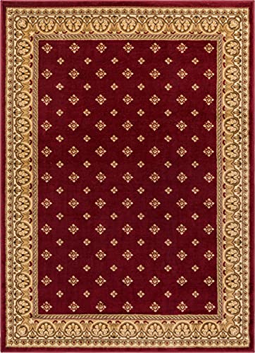 Noble Palace Red French European Formal Traditional Area Rug 5x7 ( 5'3" x 7'3" ) Easy to Clean Stain Fade Resistant Shed Free Modern Contemporary Floral Transitional Soft Living Dining Room Rug