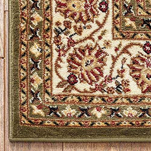 Noble Sarouk Green Persian Floral Oriental Formal Traditional Area Rug 2x4 ( 2'3" x 3'11" ) Easy to Clean Stain Fade Resistant Shed Free Modern Contemporary Transitional Soft Living Dining Room Rug