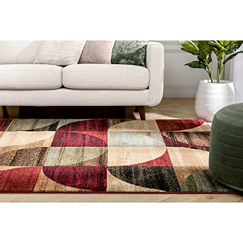 Well Woven Mid Century Modern Multicolor Geometric Modern Area Rug 5x7 (5'3" x 7'3") Easy to Clean StainShed Free Abstract Contemporary Color Block Boxes Soft Living Dining Room Rug