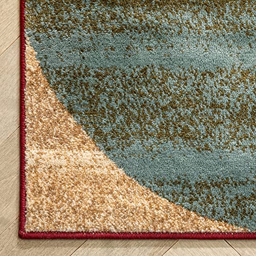 Well Woven Mid Century Modern Multicolor Geometric Modern Area Rug 5x7 (5'3" x 7'3") Easy to Clean StainShed Free Abstract Contemporary Color Block Boxes Soft Living Dining Room Rug