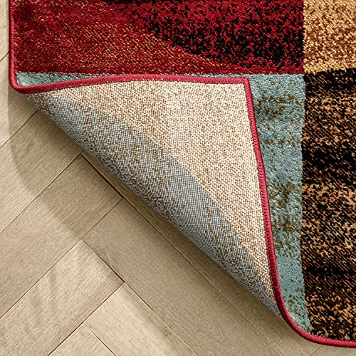 Well Woven Mid Century Modern Multicolor Geometric Modern Area Rug 5x7 (5'3" x 7'3") Easy to Clean StainShed Free Abstract Contemporary Color Block Boxes Soft Living Dining Room Rug