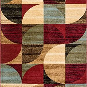 Well Woven Mid Century Modern Multicolor Geometric Modern Area Rug 5x7 (5'3" x 7'3") Easy to Clean StainShed Free Abstract Contemporary Color Block Boxes Soft Living Dining Room Rug