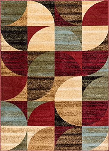 Well Woven Mid Century Modern Multicolor Geometric Modern Area Rug 5x7 (5'3" x 7'3") Easy to Clean StainShed Free Abstract Contemporary Color Block Boxes Soft Living Dining Room Rug