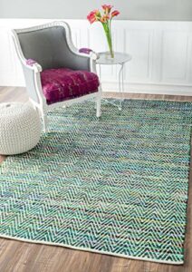 nuloom rochell handwoven chevron area rug, 7 ft 6 in x 9 ft 6 in, green
