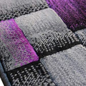 Masada Rugs, Modern Contemporary Area Rug, Purple Grey Black (2 Feet X 3 Feet) Mat