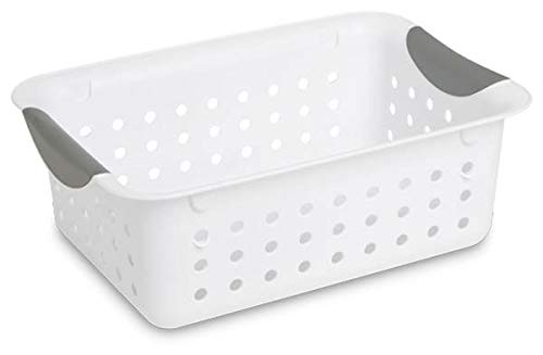 Sterilite 16228012 Small Ultra Plastic Storage Organizer Basket, White (24 Pack)