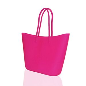 sylli’s womens tote handbag purse beach handbag fuchsia silicone