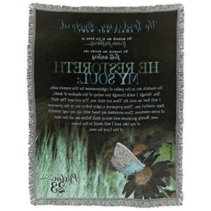 Dicksons He Restoreth My Soul Psalm 23 All Cotton 52 x 68 Tapestry Throw Blanket