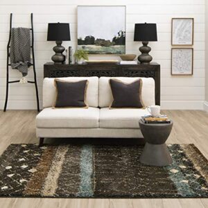 mohawk home huxley adobe abstract shag area rug, 5’x8′, brown/beige