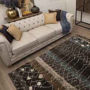 Mohawk Home Huxley Adobe Abstract Shag Area Rug, 5'x8', Brown/Beige