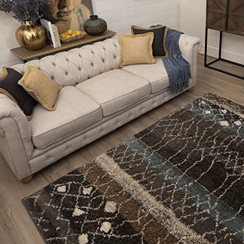 Mohawk Home Huxley Adobe Abstract Shag Area Rug, 5'x8', Brown/Beige