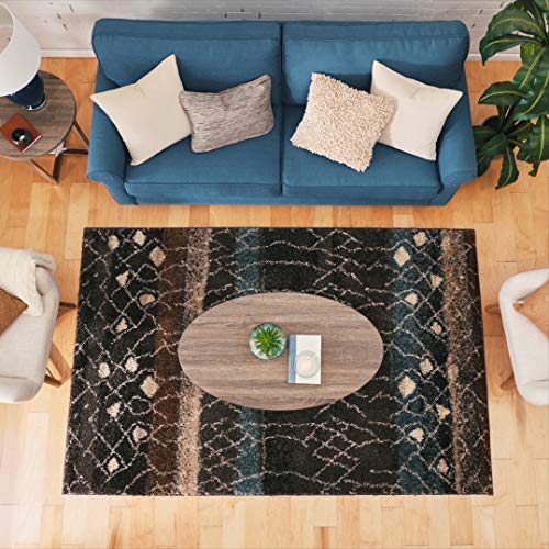 Mohawk Home Huxley Adobe Abstract Shag Area Rug, 5'x8', Brown/Beige