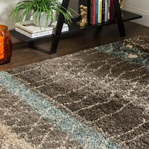 Mohawk Home Huxley Adobe Abstract Shag Area Rug, 5'x8', Brown/Beige