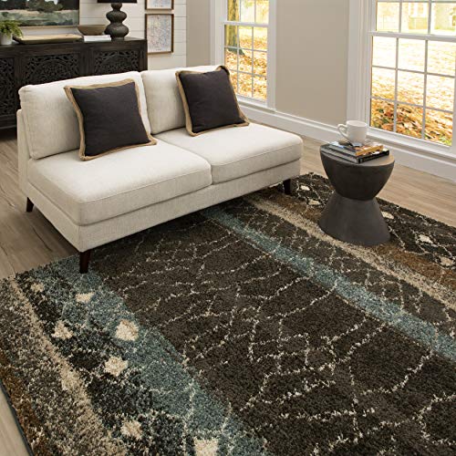 Mohawk Home Huxley Adobe Abstract Shag Area Rug, 5'x8', Brown/Beige