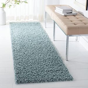 SAFAVIEH Athens Shag Collection 2'3" x 6' Seafoam SGA119D Non-Shedding Living Room Bedroom Dining Room Entryway Plush 1.5-inch Thick Runner Rug
