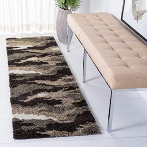 safavieh florida shag collection 2’3″ x 9′ beige / multi sg453 camouflage non-shedding living room bedroom dining room entryway plush 1.2-inch thick runner rug