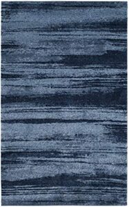 safavieh retro collection 5’3″ x 8′ light blue / blue ret2693 modern abstract non-shedding living room bedroom dining home office area rug