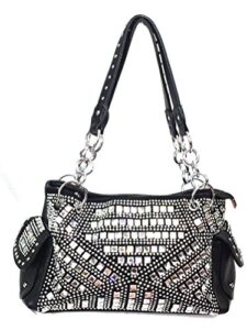 zzfab gem studded rhinestone concealed and carry purse black