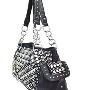 Zzfab Gem Studded Rhinestone Concealed and Carry Purse Black