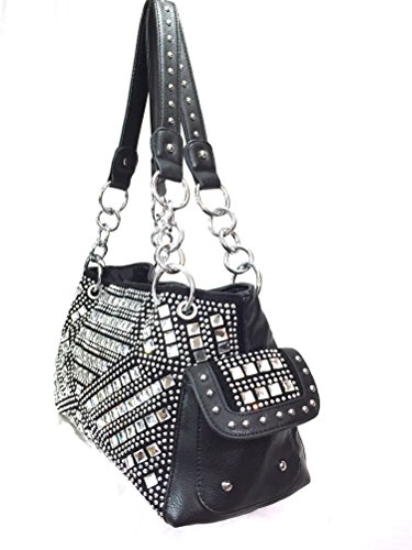 Zzfab Gem Studded Rhinestone Concealed and Carry Purse Black