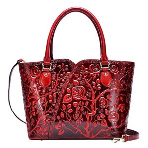 pijushi designer handbags for women floral purses top handle handbags satchel bags (22328 red)