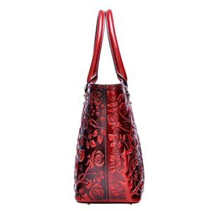 PIJUSHI Designer Handbags For Women Floral Purses Top Handle Handbags Satchel Bags (22328 red)