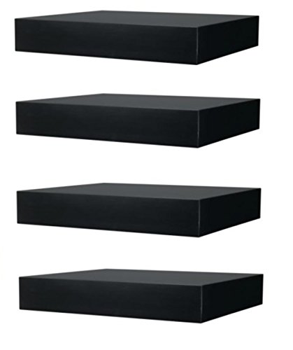 Ikea Floating Wall Lack Shelf, Pack of 4, Size: L: 11 3/4" x D: 10 1/4" x H: 2", Black