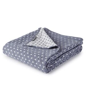 Sterling Creek Dawson Star Muslin Throw Blanket Three Layers Lightweight Breathable Cotton Gauzy Blanket for Adults, All Season (Throw, Blue)