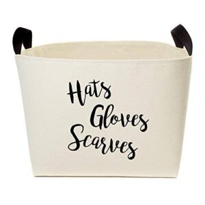 hats gloves scarves canvas storage basket, winter accessories organizer