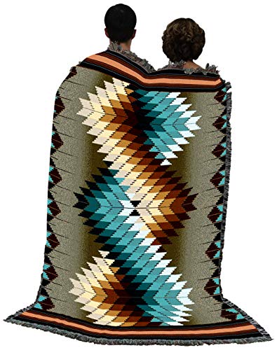 Pure Country Weavers Whirlwind Smoke Blanket - Southwest Native American Inspired - Gift Tapestry Throw Woven from Cotton - Made in The USA (72x54)