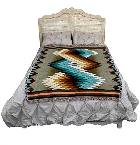 Pure Country Weavers Whirlwind Smoke Blanket - Southwest Native American Inspired - Gift Tapestry Throw Woven from Cotton - Made in The USA (72x54)