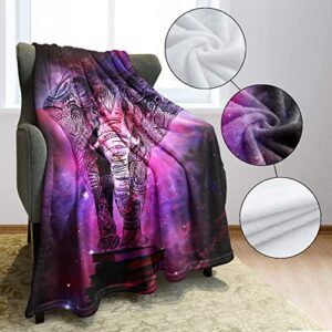 Throw Blankets Fleece Blanket for Sofa Bed Mandala Elephant India Style Galaxy Nebula Book 60" x 80"