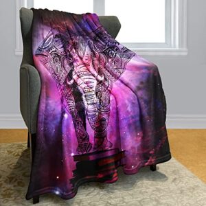 Throw Blankets Fleece Blanket for Sofa Bed Mandala Elephant India Style Galaxy Nebula Book 60" x 80"