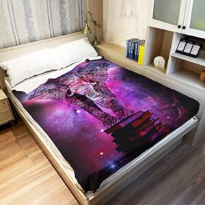 Throw Blankets Fleece Blanket for Sofa Bed Mandala Elephant India Style Galaxy Nebula Book 60" x 80"