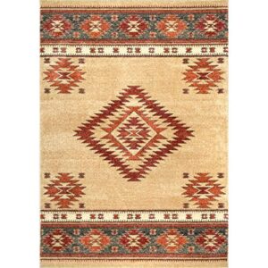 nuLOOM Margene Tribal Diamond Area Rug, 8 ft x 10 ft, Beige