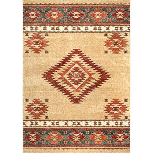 nuLOOM Margene Tribal Diamond Area Rug, 8 ft x 10 ft, Beige