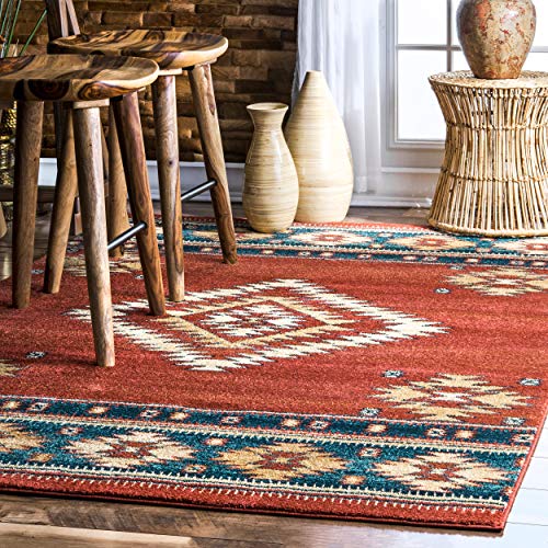 nuLOOM Margene Tribal Diamond Area Rug, 4' x 6', Red