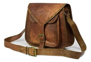 13″ brown genuine leather vintage women’s purse bag boho western hippy clutch (12 inch)