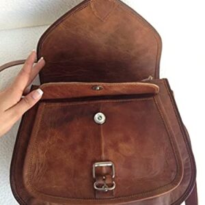 13" BROWN GENUINE LEATHER VINTAGE WOMEN'S PURSE BAG BOHO WESTERN HIPPY CLUTCH (12 inch)