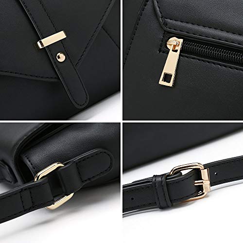 Ladies Designer Purses Cross Body Handbags Trendy Bags for Women Shoulder Bags (Black)