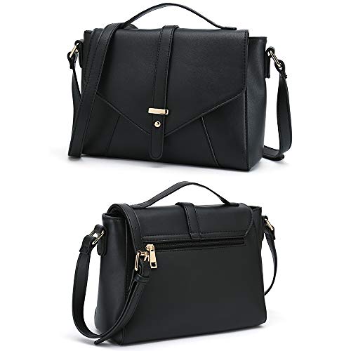 Ladies Designer Purses Cross Body Handbags Trendy Bags for Women Shoulder Bags (Black)