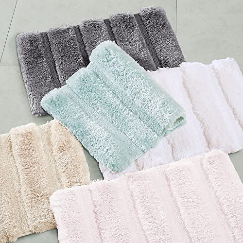 Madison Park Tufted Pearl Channel Absorbant Quick Dry - Washable Bath Mat, Casual Solid Shower Bathroom Rug, 21x34, Grey