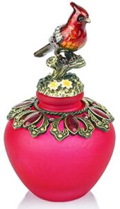 yu feng vintage empty refillable perfume bottles realistic jeweled bird stopper red glass ornament