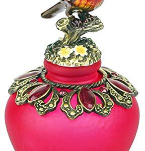 YU FENG Vintage Empty Refillable Perfume Bottles Realistic Jeweled Bird Stopper Red Glass Ornament