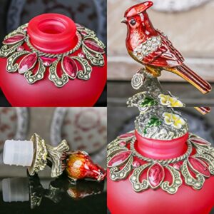 YU FENG Vintage Empty Refillable Perfume Bottles Realistic Jeweled Bird Stopper Red Glass Ornament